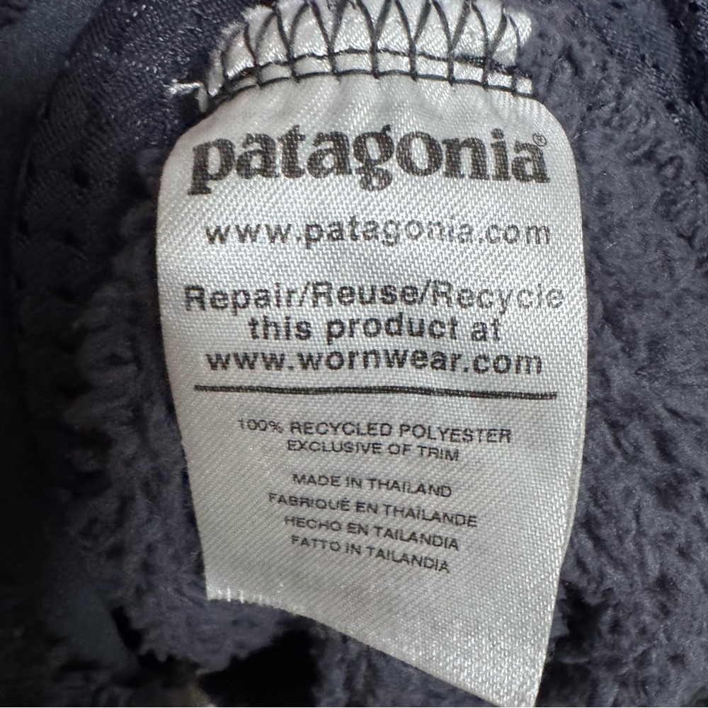 Patagonia Los Gatos Hooded Fleece Pullover Navy Blue/Grey Cozy Teddy Half Zip - Picture 9 of 10